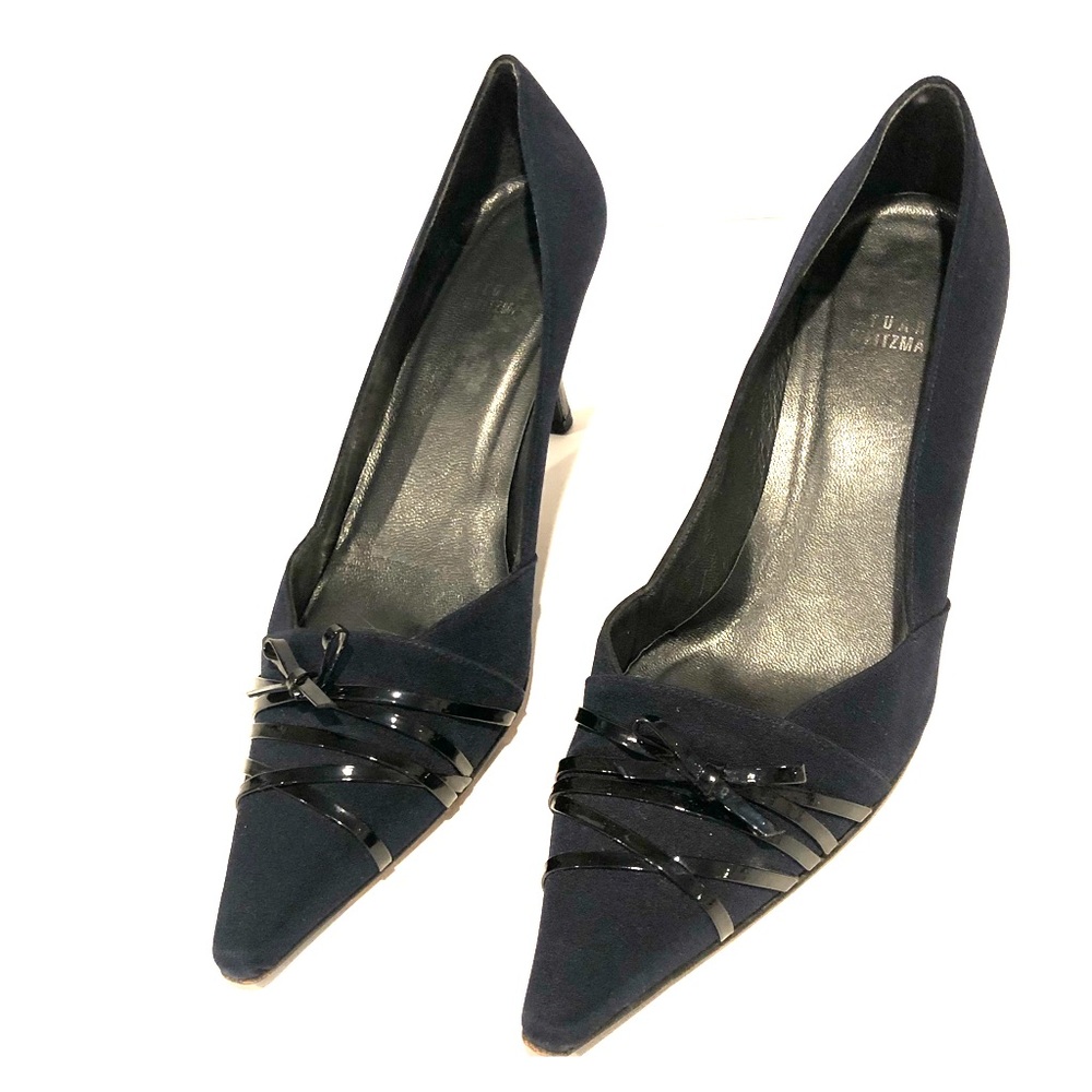 Stuart Weitzman Black Fabric & Patent Leather Bow - image 1